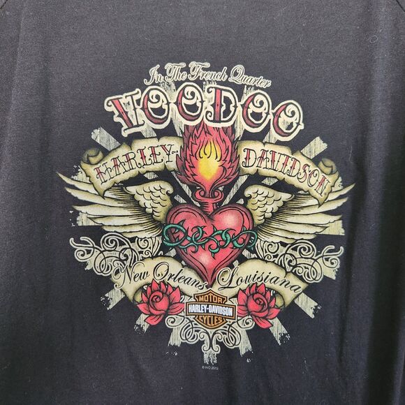 Harley Davidson Women's XL Wings Long Sleeve T-Shirt New Orleans Voodoo Heart - Picture 7 of 10